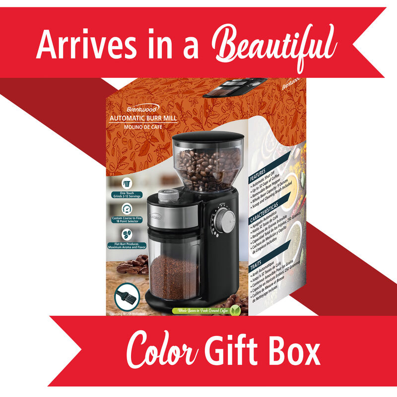 Brentwood 8 Ounce Automatic Burr Coffee Bean Grinder Mill in Black