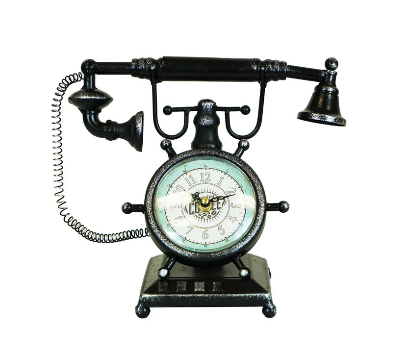 Distressed Bronze Vintage Telephone Table Clock