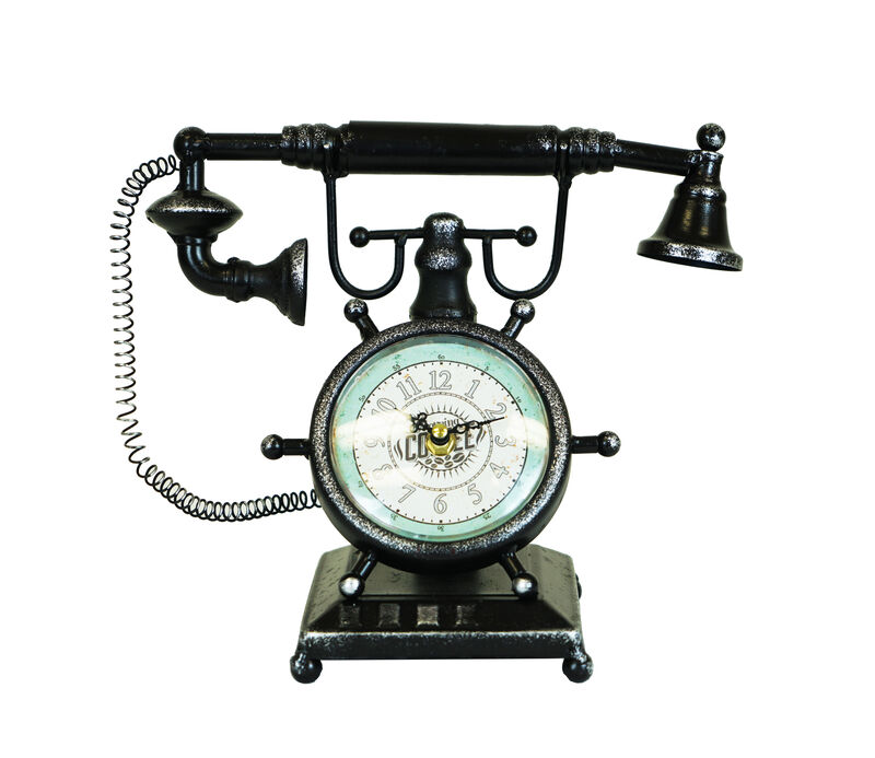 Distressed Bronze Vintage Telephone Table Clock