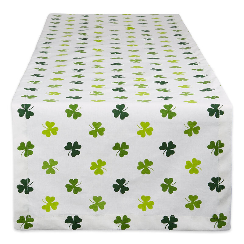 108" Green and White Shamrock Shake Table Runner