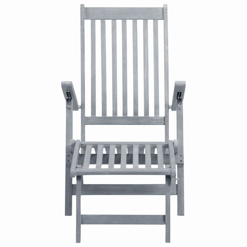 vidaXL Outdoor Deck Chair with Footrest Grey Wash Solid Acacia Wood (Set of 2)