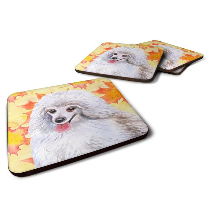 Caroline's Treasures Medium White Poodle Fall Decorative coasters, Multicolor