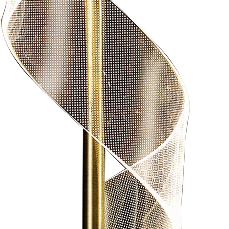 Melly 19 Inch Table Lamp, LED Swirl Ribbon Design, Acrylic, Antique Brass-Benzara