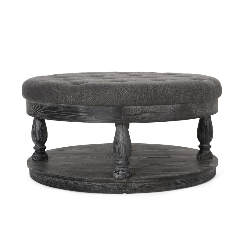 Modern Tufted and Stitched Ottoman for Style and Comfort