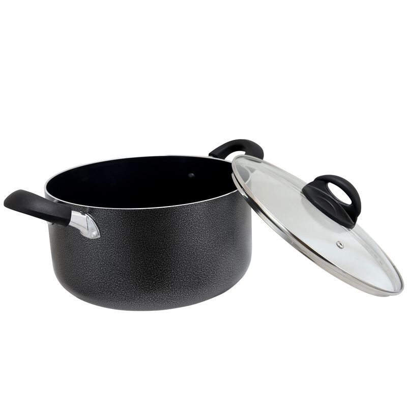 Oster Clairborne 6 Quart Aluminum Hammered Tone Dutch Oven with Lid in Charcoal Grey