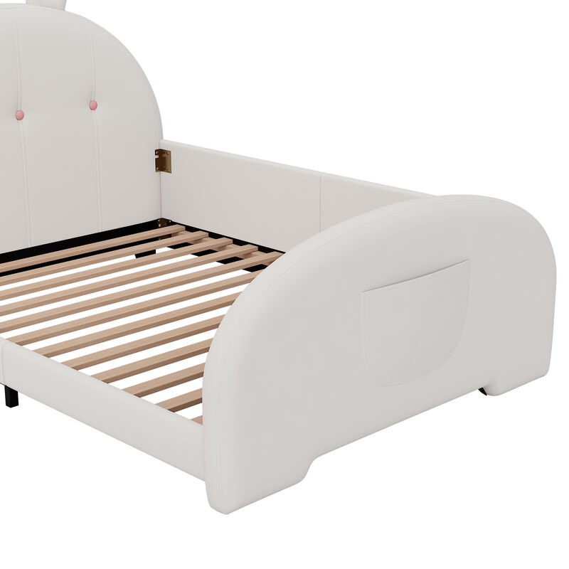 Merax PU Leather Platform Bed for Kids Childern