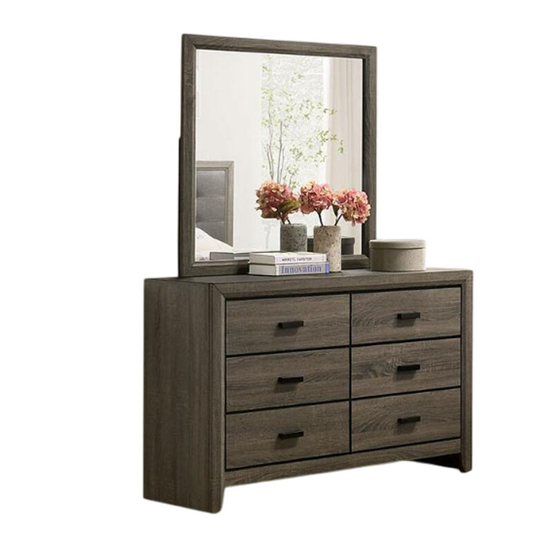 Meli 4pc Twin Size Bed Set with Dresser, Dark Gray Solid Wood Frame - Benzara