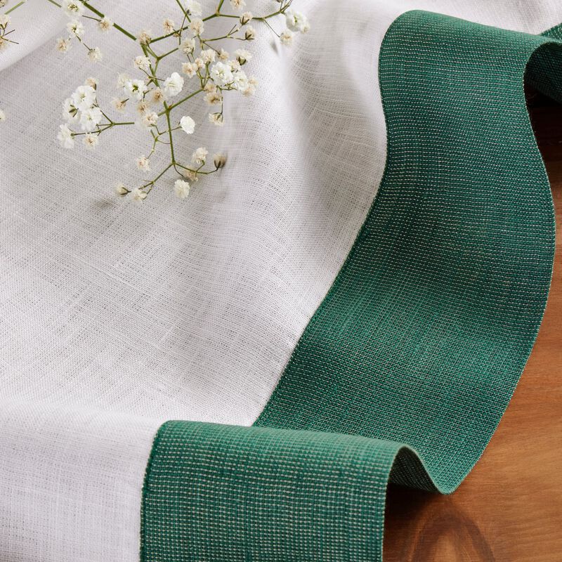 Solino Home 100% Pure Linen Table Throw 52 x 52 Inch | Festive Edge