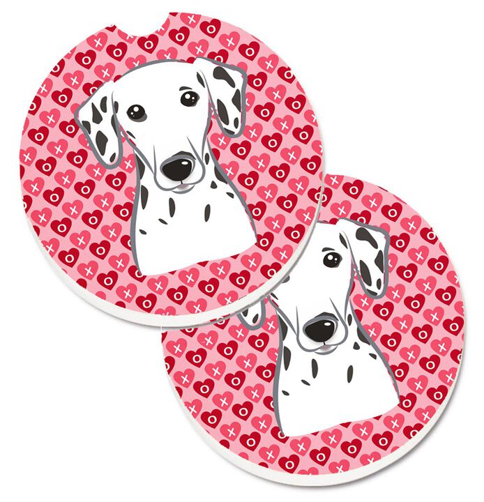 Caroline's Treasures Dalmatian Hearts Set of 2 Cup Holder Car Coasters, 2.56, Multicolor