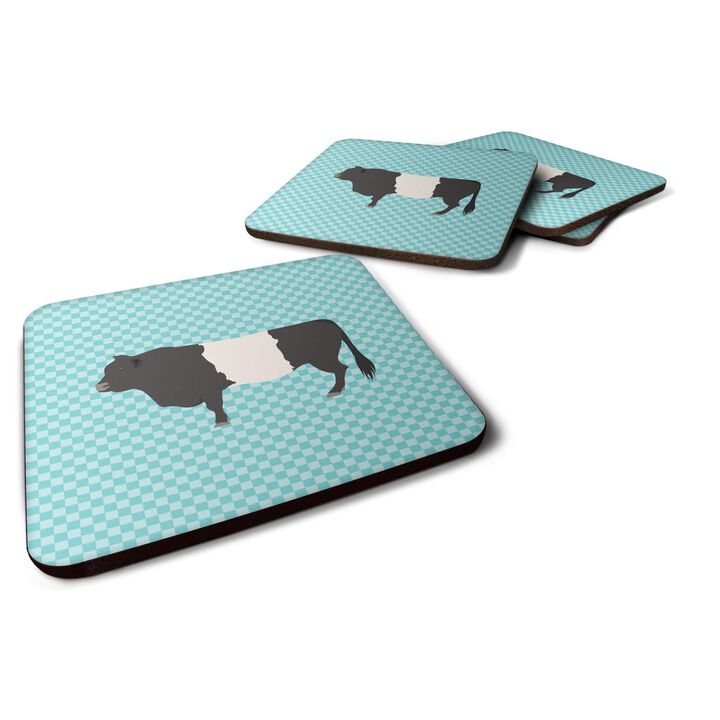 Caroline's Treasures Belted Galloway Cow Blue Check Decorative Coasters, 3.5, Multicolor