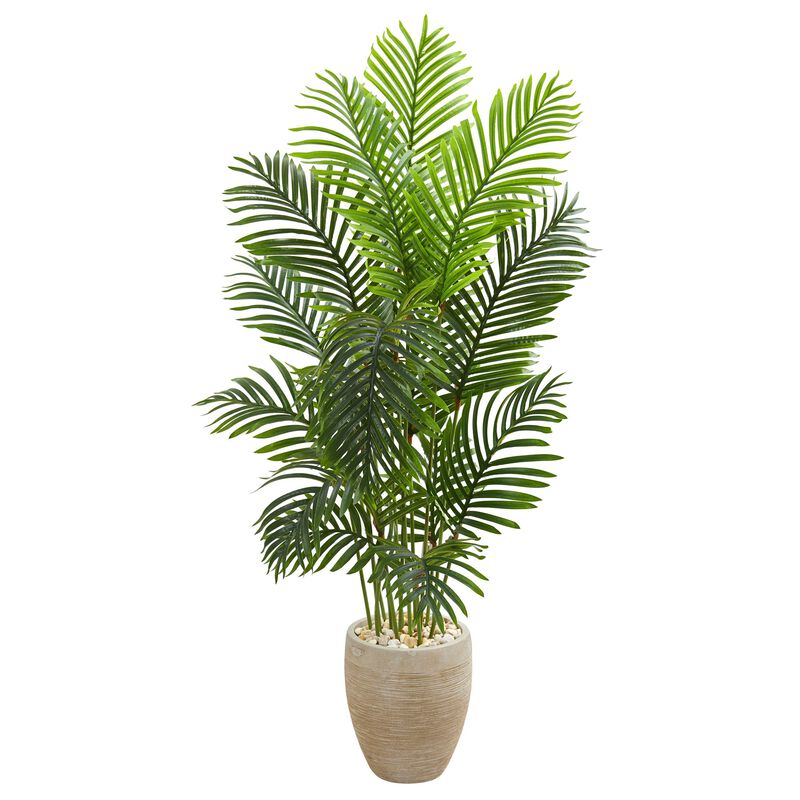 Hivvago 5 Feet Paradise Palm Artificial Tree in Sand Colored Planter