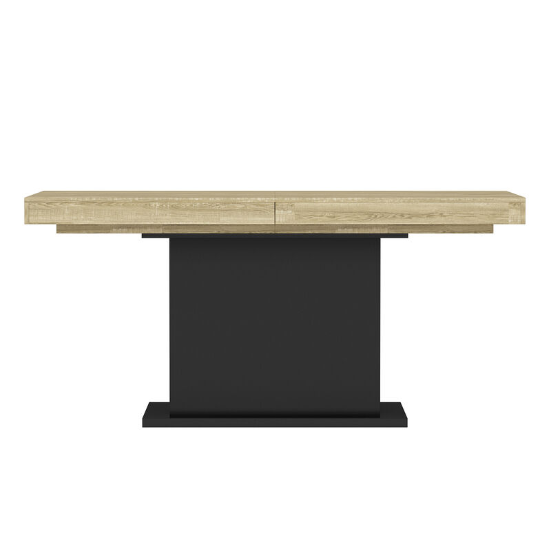63- 78.7 in. Adjustable Width, Rectangle Wooden Grain Top & Black Bottom, Home Office Desk, Computer Desk, Writing Desk