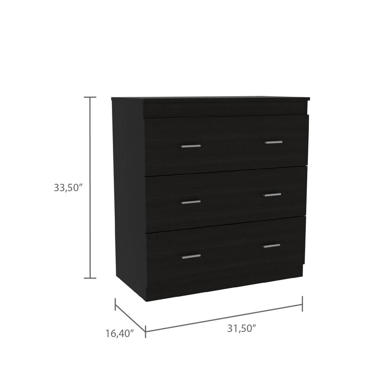Three Drawer Dresser Litress, Bedroom, Black