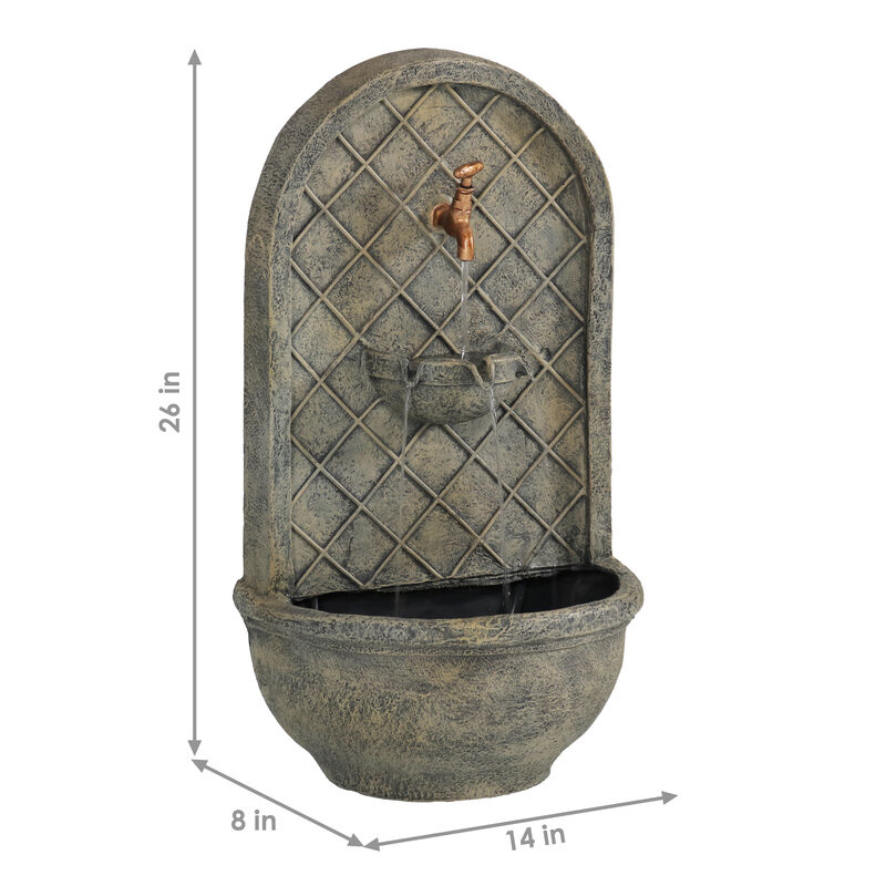 Sunnydaze Messina Outdoor Solar Wall Fountain with Battery