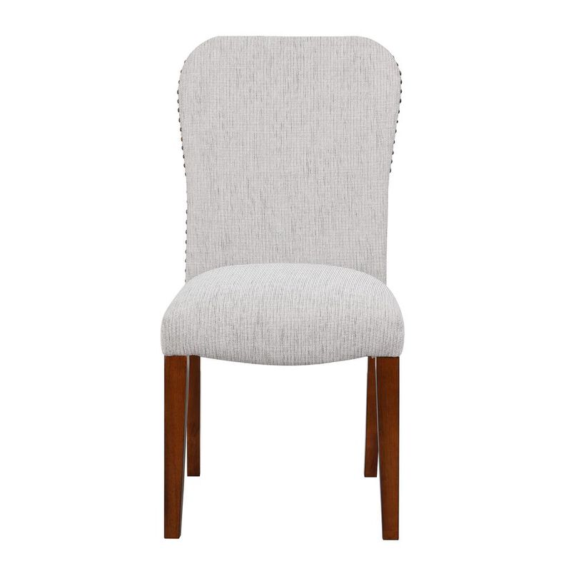 Comfort Pointe Salina Sea Oat Dining Chair in Performance Fabric with Nail Heads - set of 2