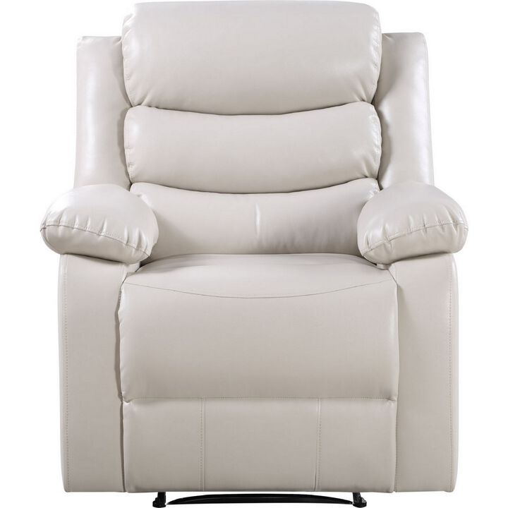 Power Recliner Chair with Split Back and Pillow Top, Cream-Benzara