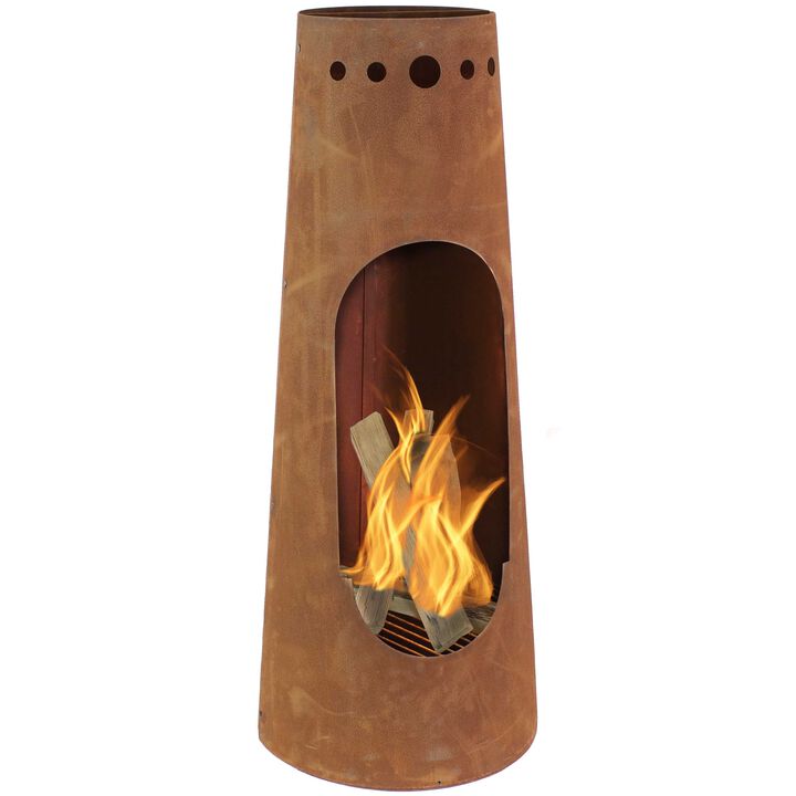 Sunnydaze 50 in Santa Fe Wood Burning Chiminea Fire Pit with Log Grate Sunnydaze 50 in Santa Fe Wood Burning Chiminea Fire Pit with Log Grate