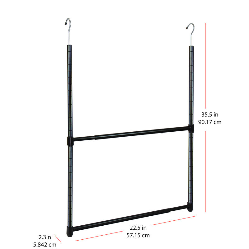 Oceanstar 2-Tier Portable Adjustable Closet Hanger Rod, Black