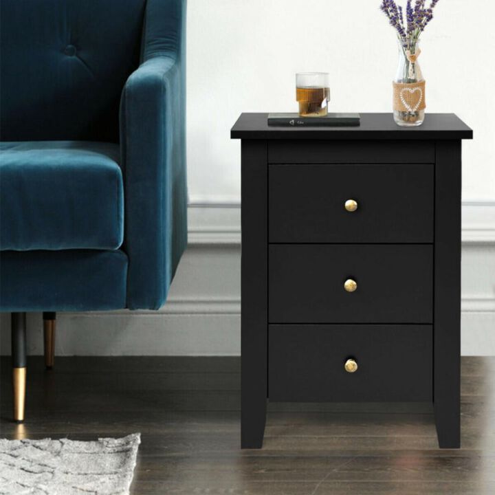 Hivvago 2 Pieces Nightstand End Beside Table Drawers