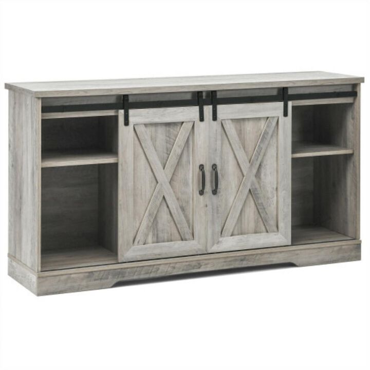59" TV Stand with Adjustable Shelf and Sliding Barn Door Cabinet-Gray 59" TV Stand with Adjustable Shelf and Sliding Barn Door Cabinet-Gray
