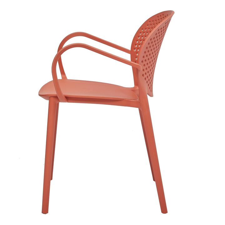 Feni 22 Inch Side Dining Armchair Set of 4, Indoor Outdoor, Orange Finish - Benzara