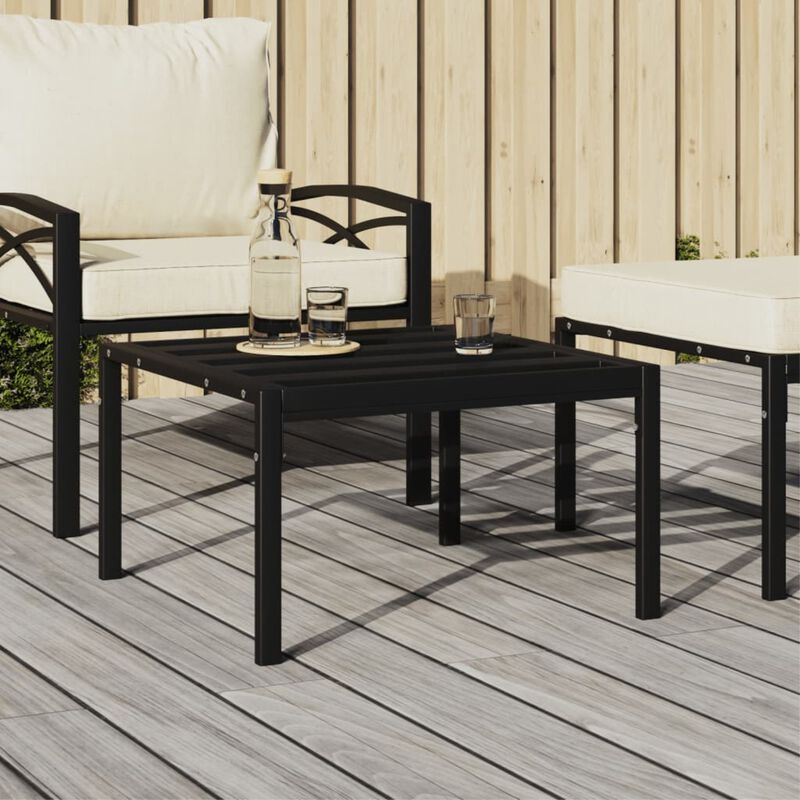 vidaXL Patio Furniture All-Weather Outdoor Metal Coffee Table Black Steel