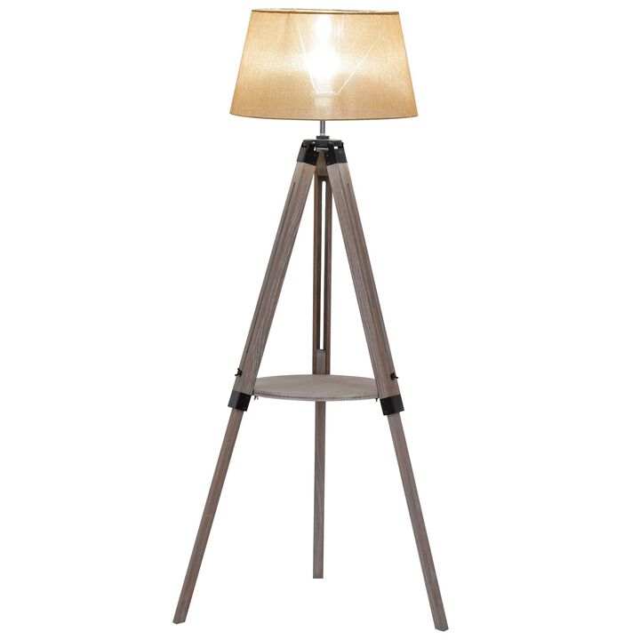Multifunctional Light: Floor Lamp with Shelf and Cloth Shade