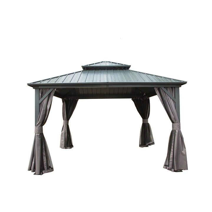 12' X 12' Hardtop Gazebo, Aluminum Metal Gazebo