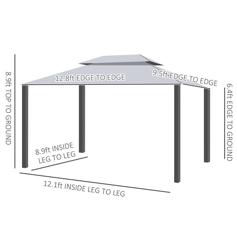 Grey Outdoor Haven: 10x13 Patio Gazebo with 2-Tier Roof