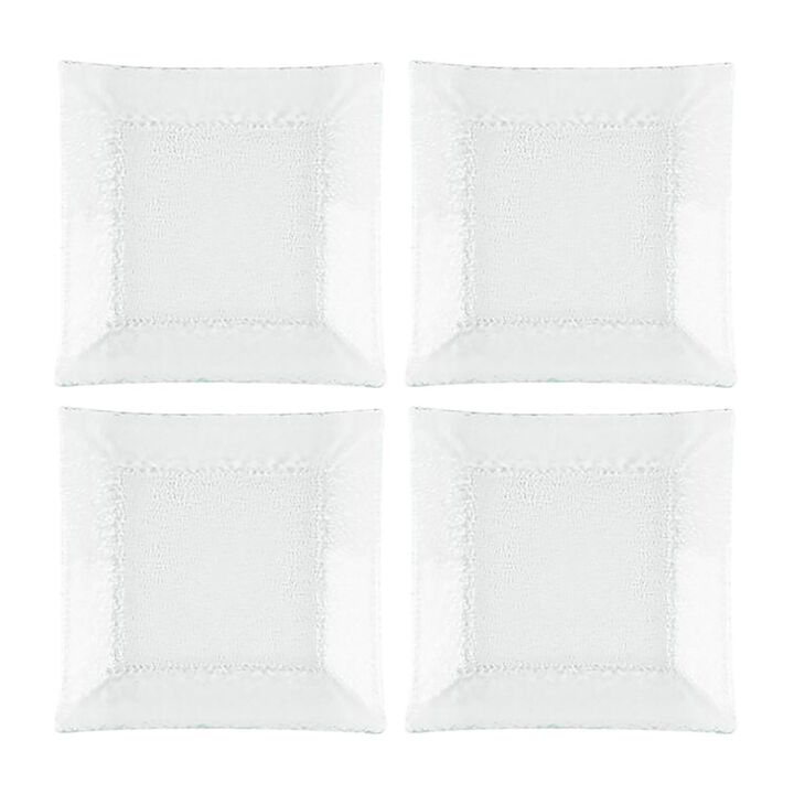 Glass Dinnerware 6.25" x 6" Square Clear Glass Plate (Set of 4)