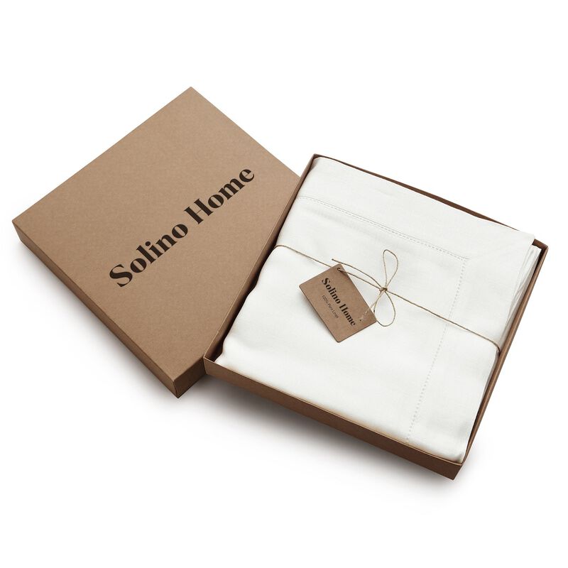 Solino Home 100% Pure Linen Tablecloth | Classic Hemstitch