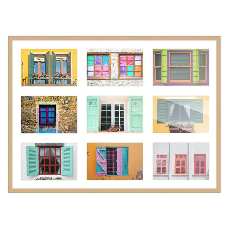 14.5x20.5 Wood Collage Frame with White Mat For 9 4x6 Pictures