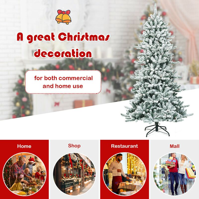Snow Flocked Slim Artificial Christmas Fir Tree