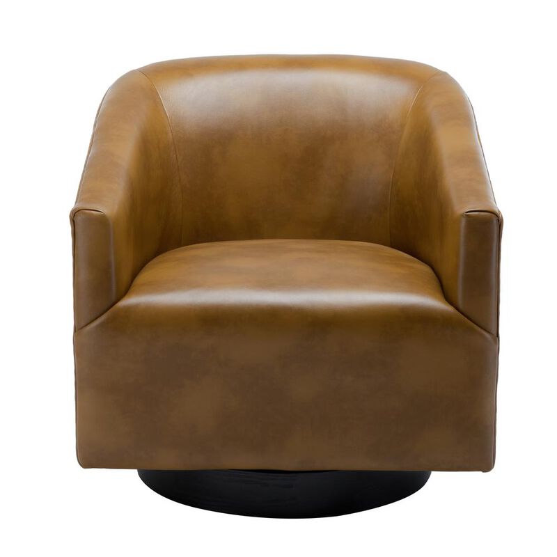 Comfort Pointe Gaven Camel Wood Base Swivel Chair