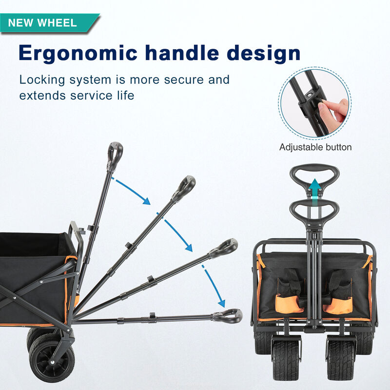 EchoSmile 6.84 cu. ft. Fabric Portable Garden Cart with Adjustable Rolling Wheels in Black