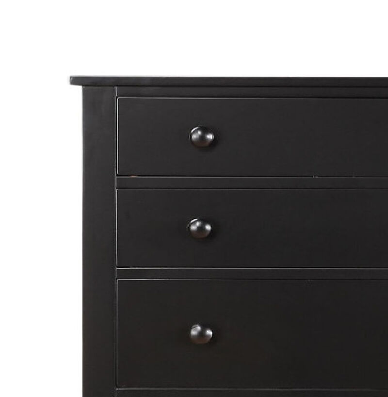 Pine Wood With Varied Size 5 Drawer Chest, Black-Benzara