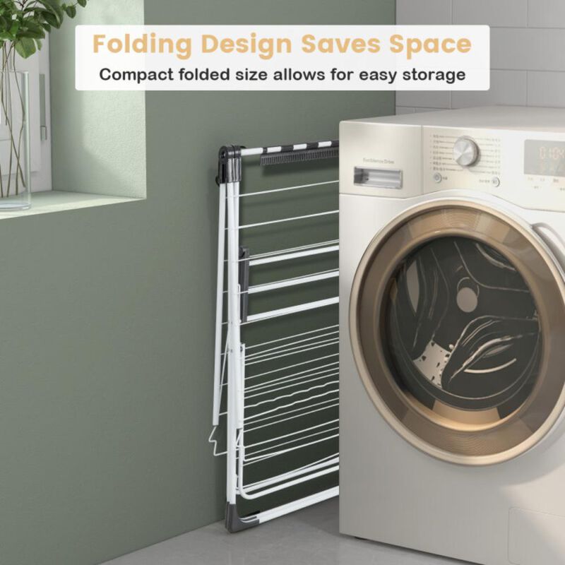 Hivvago 2-level Laundry Drying Rack with Height Adjustable Wings