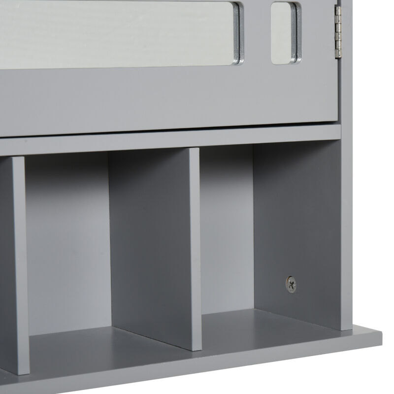 Gray Wall Mounted Medicine Cabinet with Mirror