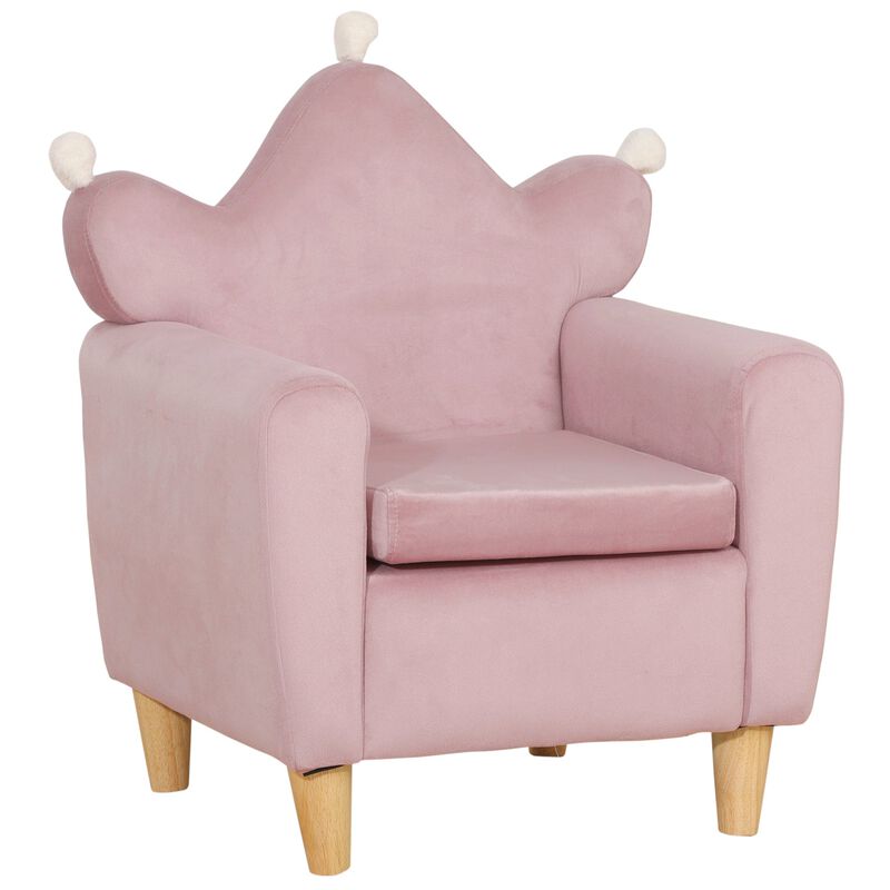 Pink Kids' Throne: Crown-Shaped Single Lounger Armchair