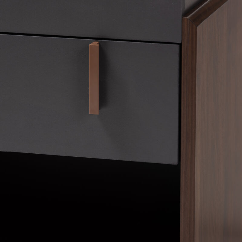 Baxton Studio Rikke Modern Two Tone Gray And Walnut Finished Wood 1 Drawer Nightstand