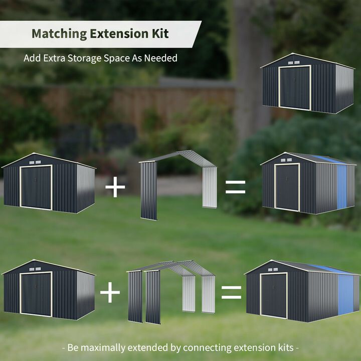 Outdoor Storage Shed Extension Kit for 11.2 Feet Shed-Gray