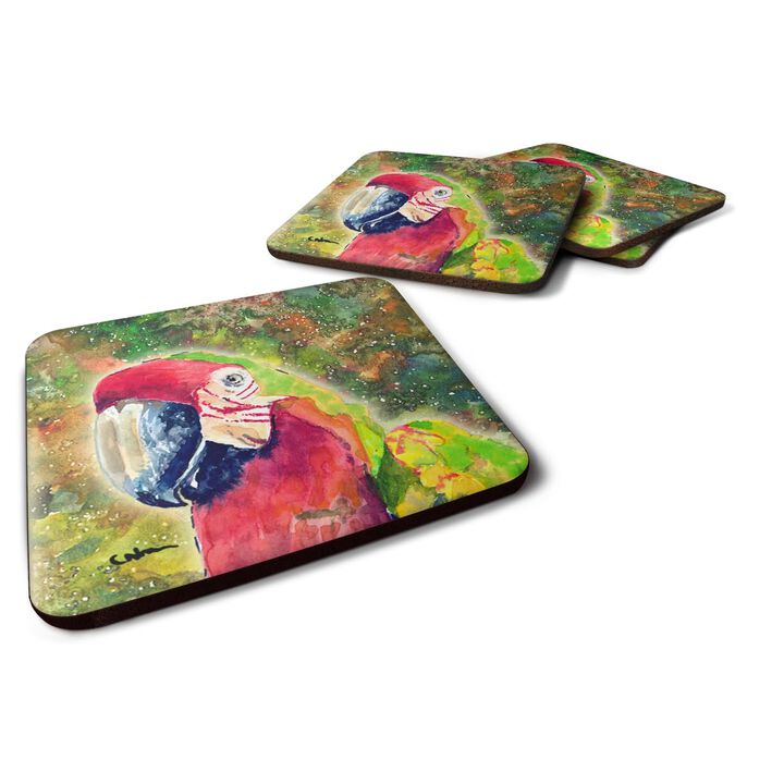 Caroline's Treasures 8601FC Parrot Foam Coasters (Set of 4), 3.5 H x 3.5 W, Multicolor