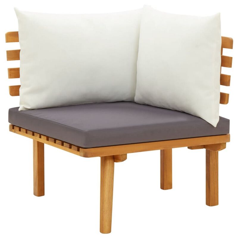 Roma 6pc Modular Outdoor Sofa and Table Set, Solid Wood, Gray, White - Benzara