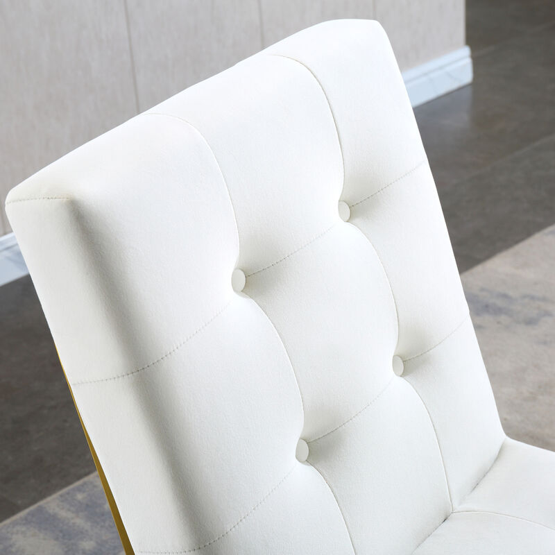 Modern Velvet Dining Chair Set Of 2, Tufted Design And Finish Stainless Base