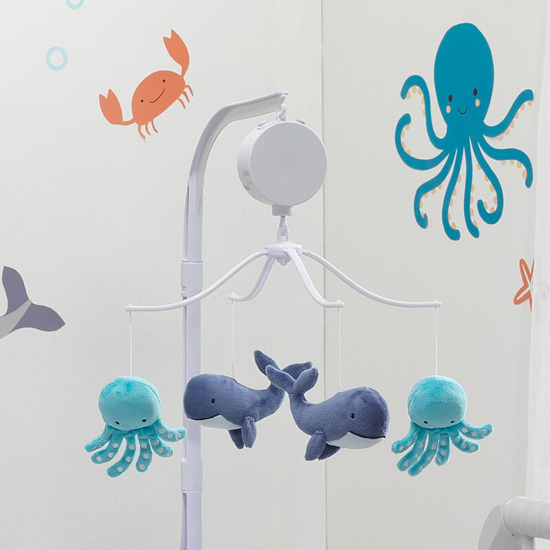 Bedtime Originals Whales Tale Blue Whale/Octopus Musical Baby Crib Mobile Toy