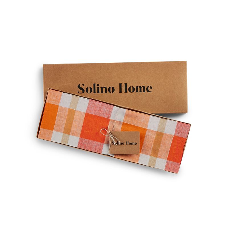 Solino Home 100% Pure Linen 14 x 19 Inch Placemats Set of 4 | Fall Buffalo Check