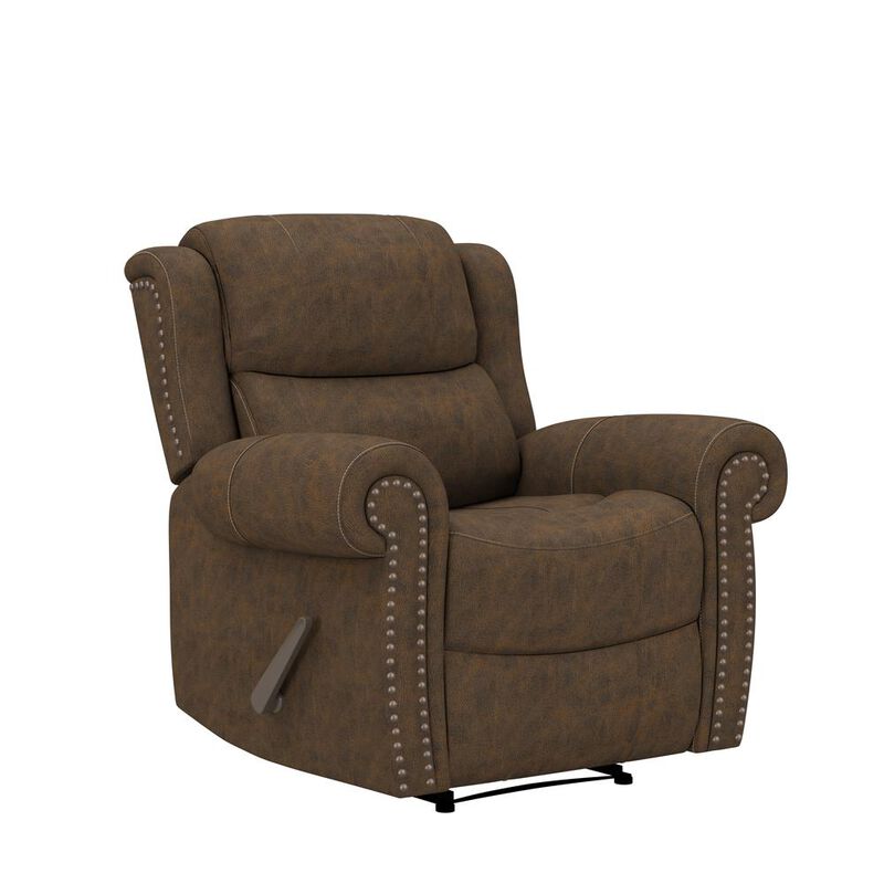 ProLounger Wall Hugger Recliner in Distressed Saddle Brown Faux Leather