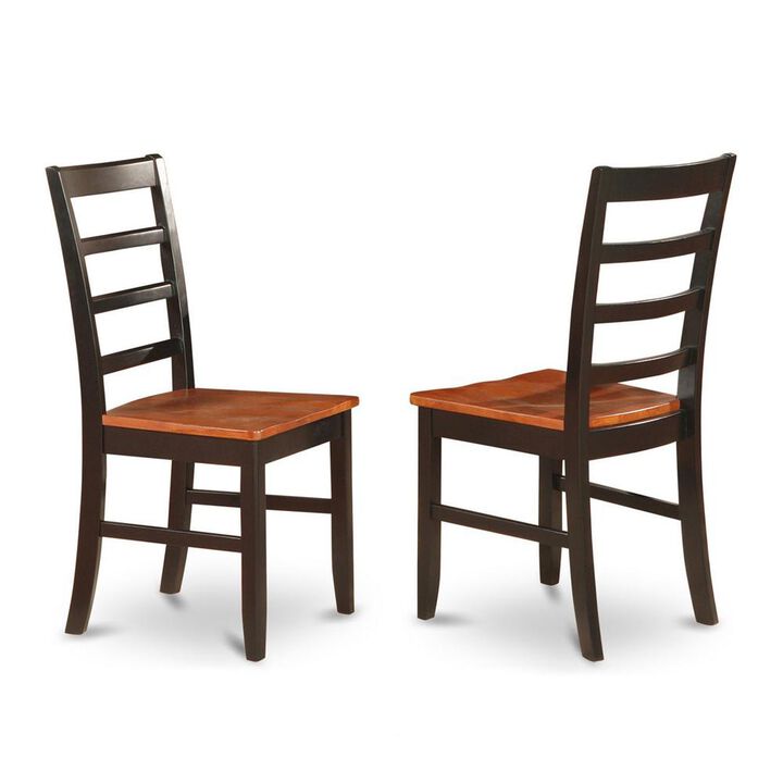East West Furniture Parfait  Chair  with  Wood  Seat  -    Black  &  Cherry  Finish.,  Set  of  2