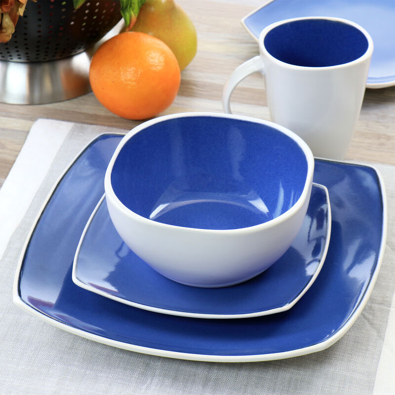 Gibson Elite Soho Lounge 16 Piece Stoneware Dinnerware Set in Cobalt