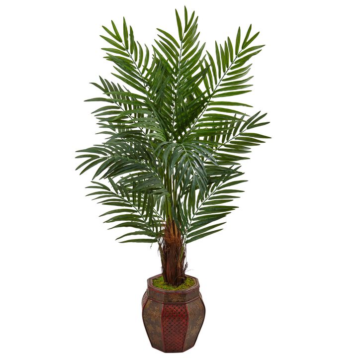 Hivvago 5 Feet Areca Palm Tree in Weave Planter